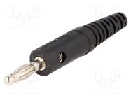 Plug; 4mm banana; 10A; 33VAC; 70VDC; black; Max.wire diam: 2mm SCHÜTZINGER