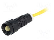 Indicator: LED; recessed; yellow; 230VAC; Ø11mm; IP40; cables; 300mm POLAM-ELTA
