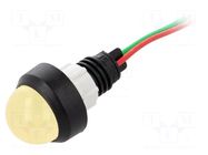 Indicator: LED; prominent; yellow; 24VDC; 24VAC; Ø13mm; IP40; cables POLAM-ELTA