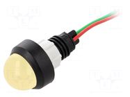 Indicator: LED; prominent; yellow; 24VDC; 24VAC; Ø13mm; IP40; cables POLAM-ELTA