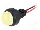 Indicator: LED; prominent; yellow; 220VDC; Ø13mm; IP40; leads 300mm POLAM-ELTA
