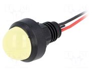 Indicator: LED; prominent; yellow; 220VDC; Ø13mm; IP40; cables POLAM-ELTA