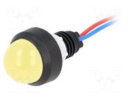 Indicator: LED; prominent; yellow; 12VDC; 12VAC; Ø13mm; IP40; cables POLAM-ELTA