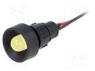 Indicator: LED; recessed; yellow; 220VDC; Ø13mm; IP40; cables; 300mm POLAM-ELTA