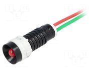 Indicator: LED; recessed; red; 24VDC; 24VAC; Ø11mm; IP40; cables POLAM-ELTA