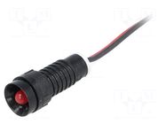 Indicator: LED; recessed; red; 220VDC; Ø11mm; IP40; cables; 300mm POLAM-ELTA