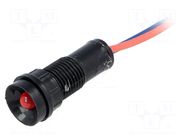 Indicator: LED; recessed; red; 12VDC; 12VAC; Ø11mm; IP40; cables POLAM-ELTA