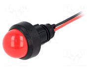 Indicator: LED; prominent; red; 220VDC; Ø13mm; IP40; cables; 300mm POLAM-ELTA