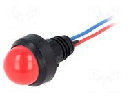 Indicator: LED; prominent; red; 12VDC; 12VAC; Ø13mm; IP40; cables POLAM-ELTA