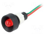 Indicator: LED; recessed; red; 24VDC; 24VAC; Ø13mm; IP40; cables POLAM-ELTA