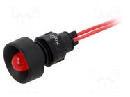 Indicator: LED; recessed; red; 230VAC; Ø13mm; IP40; cables; 300mm POLAM-ELTA