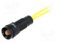 Indicator: LED; recessed; orange; 230VAC; Ø11mm; IP40; leads 300mm POLAM-ELTA