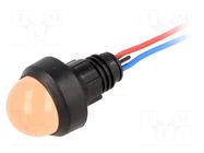 Indicator: LED; prominent; orange; 12VDC; 12VAC; Ø13mm; IP40; cables POLAM-ELTA