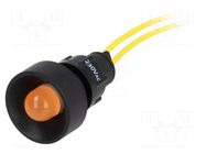 Indicator: LED; recessed; orange; 230VAC; Ø13mm; IP40; cables; 300mm POLAM-ELTA