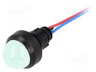 Indicator: LED; prominent; green; 12VDC; 12VAC; Ø13mm; IP40; cables POLAM-ELTA