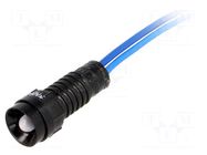 Indicator: LED; recessed; blue; 230VAC; Ø11mm; IP40; cables; 300mm POLAM-ELTA