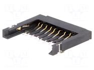 Connector: for cards; SD; without ejector; SMT; gold-plated; 500mA ATTEND