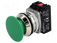 Switch: push-button; 30mm; Stabl.pos: 1; NC + NO; green; IP55; NEF30 PROMET