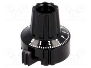 Precise knob; Shaft d: 6mm; Ø22.8x23.1mm; black; Shaft: smooth MENTOR