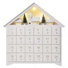 LED Advent calendar, wooden, 35x33 cm, 2x AA, indoor, warm white, timer, EMOS