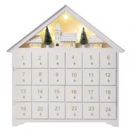 LED Advent calendar, wooden, 35x33 cm, 2x AA, indoor, warm white, timer, EMOS