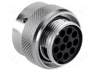 Connector: circular; plug; for cable; PIN: 12; female; w/o contacts AMPHENOL