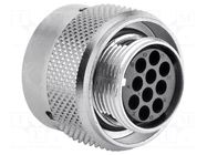 Connector: circular; plug; for cable; PIN: 10; female; w/o contacts AMPHENOL
