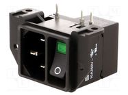 Connector: AC supply; socket; male; 10A; IEC 60320; C14 (E); THT SCHURTER