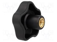 Knob; Ø: 63mm; Int.thread: M12; 26mm; H: 37mm; technopolymer PP 