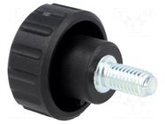 Knob; Ø: 20mm; Ext.thread: M5; 10mm; H: 16mm; polyamide; knurled ELESA+GANTER