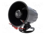 Sound transducer: siren; dynamic; 6 tones; 900mA; Ø: 88mm; 12VDC 