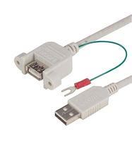 USB CABLE, 2.0 A PLUG-A RCPT/LUG, 9.8'