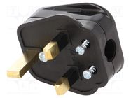 Connector: AC supply; plug; 2P+PE; 250VAC; 13A; black; PIN: 3; angled LIAN DUNG