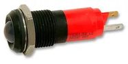LED, M14, 24VDC, BLK CHROME, HE-RED