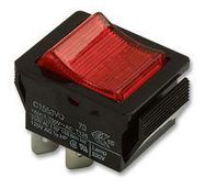 ROCKER SWITCH, DPST, ILLUM RED