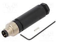 Connector: M8; male; PIN: 3; straight; for cable; plug; 4A; IP67; 60V MURR ELEKTRONIK