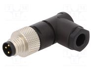 Connector: M8; male; PIN: 3; angled 90°; for cable; plug; 4A; IP67 MURR ELEKTRONIK