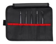 TWEEZER SET, STAINLESS STEEL BODY, 5PC