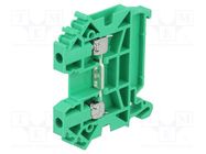 Splice terminal: rail; 0.5÷4mm2; ways: 1; terminals: 2; green; TS35 