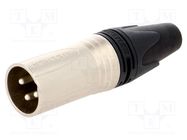 Connector: XLR; plug; male; PIN: 3; straight; for cable; soldering NEUTRIK