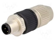 Connector: M12; plug; PIN: 4; male; HARAX; 50V; straight; IP67; IDC HARTING