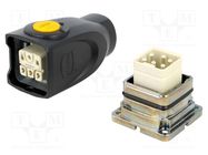 Connector: HDC; male + female; plug + socket,complete set; PIN: 6 HARTING