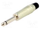 Plug; Jack 6,3mm; male; mono; ways: 2; straight; for cable; grey AMPHENOL