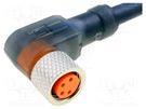 Connector: M8; 2m; female; PIN: 4; angled 90°; plug; PUR LUMBERG AUTOMATION