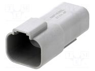 Connector: wire-wire; plug; male; AT; for cable; PIN: 4; grey; IP67 AMPHENOL