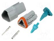 Connector: wire-wire; plug; male + female; AT; PIN: 3; IP67,IP69K AMPHENOL