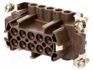 Connector: HDC; female; 180 °C; 16A; 500V; 10+PE; size 57.27 ILME