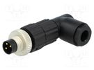 Connector: M8; male; PIN: 3; angled 90°; for cable; plug; E; 3A; IP67 HIRSCHMANN