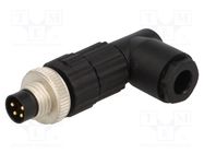 Connector: M8; male; PIN: 4; angled 90°; for cable; plug; E; 3A; IP67 HIRSCHMANN