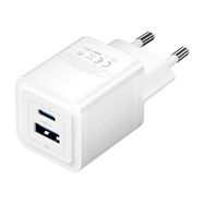 Wall charger, Vention, FEQW0-EU,  USB-C + USB- A,  30W/30W , GaN (white), Vention